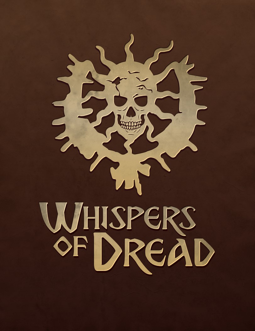 Whispers of Dread title and Lands of the Ravaged Sun Logo